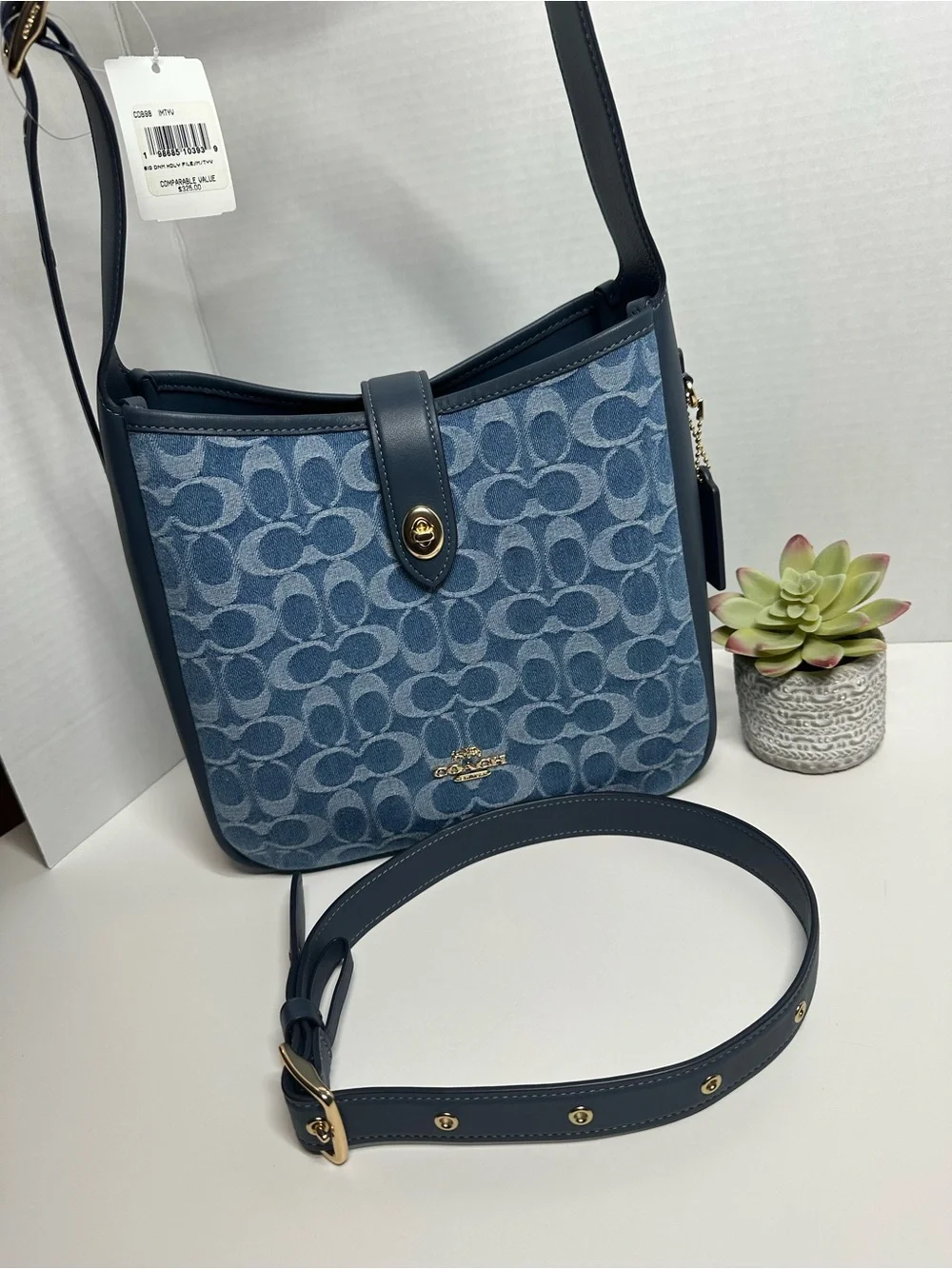 Coach Denim Signature Shoulder Bag in Blue